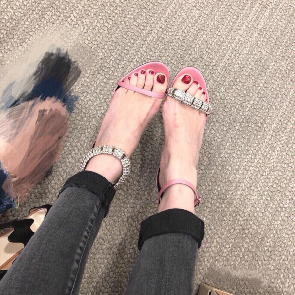 Charmant Pink Abend Sandalen Damen 2020 Leder Strass Knöchelriemen 10 cm Stilettos Peeptoes High Heels