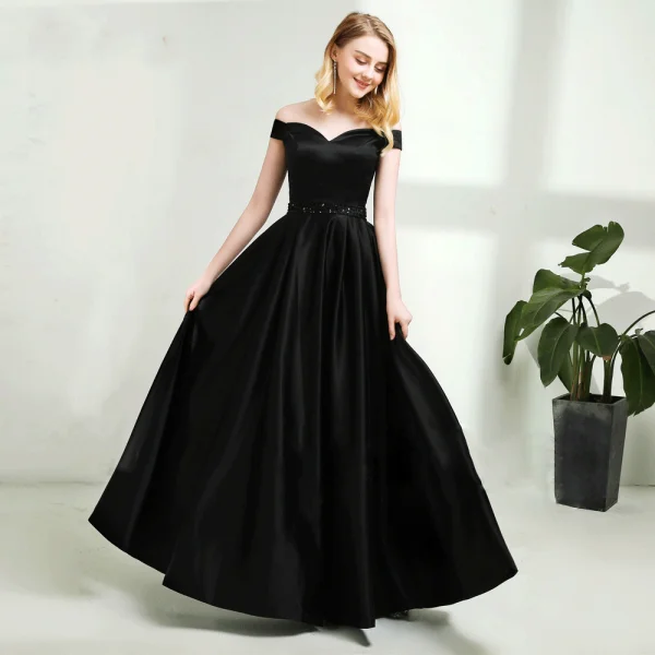Chic / Beautiful Blushing Pink Prom Dresses 2018 A-Line / Princess Off-The-Shoulder Backless Short Sleeve Floor-Length / Long Formal Dresses
