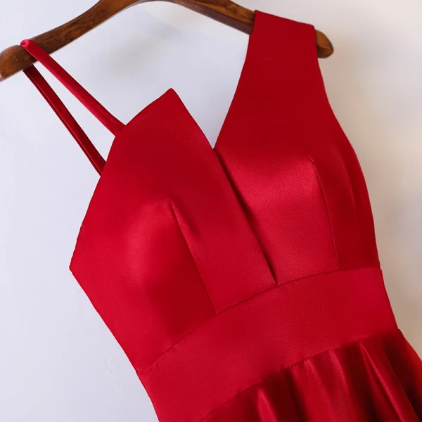 Chic / Beautiful Red Formal Dresses Evening Dresses 2017 V-Neck Zipper Up Sleeveless Ankle Length Empire