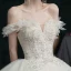Simple Ivoire Robe De Mariée 2021 Robe Boule De l'épaule Perlage Cristal Paillettes Sans Manches Dos Nu Royal Train Mariage