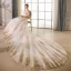 Elegant Champagne Wedding Dresses 2018 A-Line / Princess Lace Embroidered Beading Off-The-Shoulder Backless Short Sleeve Royal Train Wedding