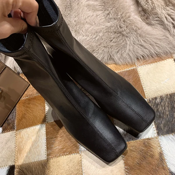 Fabulous Ivory Casual Womens Boots 2020 Leather 4 cm Thick Heels Pointed Toe Low Heel Boots