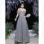 Modest / Simple Grey Bridesmaid Dresses 2021 A-Line / Princess Glitter Spaghetti Straps Short Sleeve Backless Floor-Length / Long Bridesmaid Wedding Party Dresses