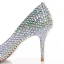 Charming Silver Wedding Shoes 2020 Leather Rhinestone Butterfly 8 cm Stiletto Heels Pointed Toe Wedding Pumps