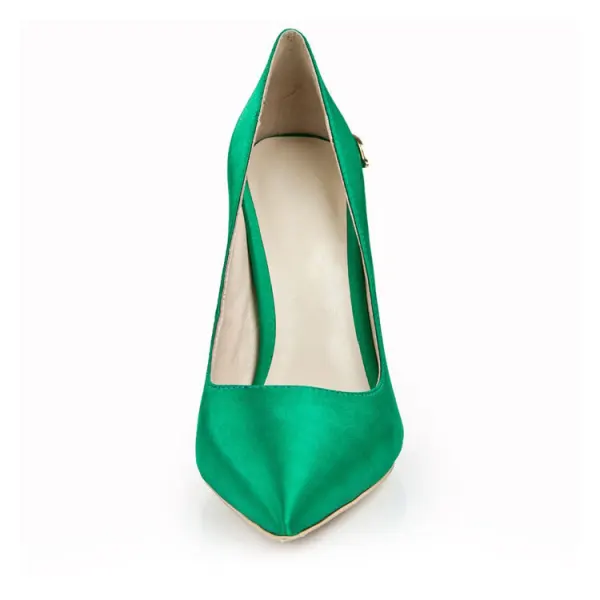 Chic / Beautiful Dark Green Evening Party Pumps 2020 Leather 9 cm Stiletto Heels Pointed Toe Pumps