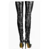 Amazing / Unique Black Rave Club Womens Boots 2020 Leather 14 cm Stiletto Heels Round Toe Boots