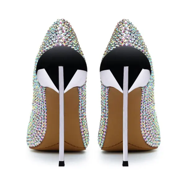 Charming Multi-Colors Rhinestone Wedding Shoes 2020 Leather 12 cm Stiletto Heels Pointed Toe Wedding Pumps