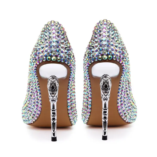 Charming Multi-Colors Rhinestone Wedding Shoes 2020 Leather 11 cm Stiletto Heels Pointed Toe Wedding Pumps