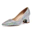 Mooie / Prachtige Multi-Kleuren Rhinestone Bruidsschoenen 2020 Leer 5 cm Dikke Hak Spitse Neus Huwelijk Pumps