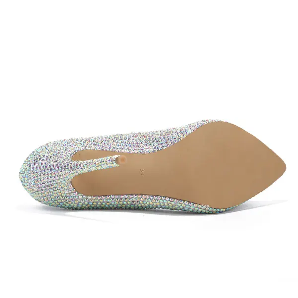 Charming Multi-Colors Crystal Wedding Shoes 2020 Leather Rhinestone 11 cm Stiletto Heels Pointed Toe Wedding Pumps