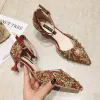Traditional Fancy Red Evening Party Womens Shoes 2020 Rivet Rhinestone 7 cm Stiletto Heels Pointed Toe High Heels
