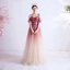 Charmant Rouge Dégradé De Couleur Robe De Soirée 2020 Princesse Bretelles Spaghetti Glitter Étoile Manches Courtes Dos Nu Longue Robe De Ceremonie
