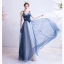 Chic / Belle Océan Bleu Robe De Soirée 2020 Princesse Bretelles Spaghetti Glitter Perlage Daim Sans Manches Dos Nu Longue Robe De Ceremonie