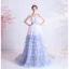 Mode Ivoire Bleu Ciel Dégradé De Couleur Robe De Bal 2020 Princesse Bretelles Spaghetti Sans Manches Dos Nu Volants en Cascade Tribunal Train Robe De Ceremonie