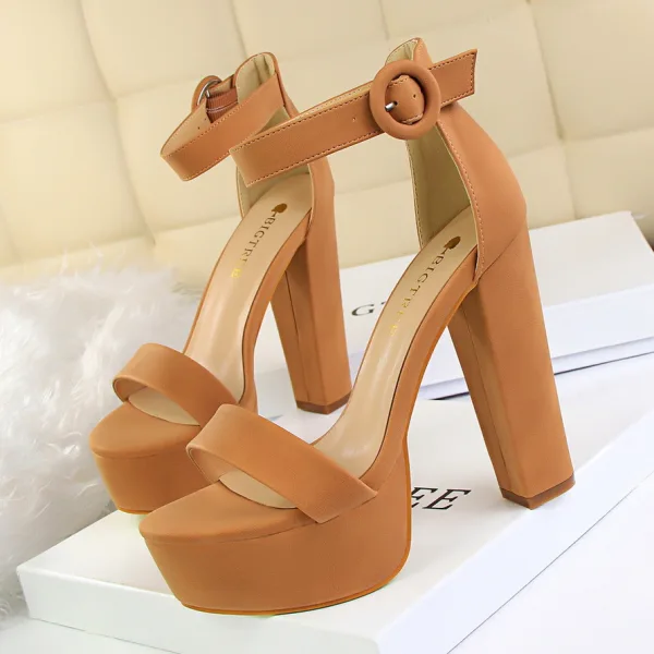 Abordable Noire Club de carnaval Sandales Femme 2020 13 cm Talons Épais Peep Toes / Bout Ouvert Bride Cheville Sandales