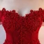 Chic / Beautiful Burgundy Prom Dresses 2018 A-Line / Princess Beading Crystal Lace Flower Off-The-Shoulder Backless Short Sleeve Floor-Length / Long Formal Dresses