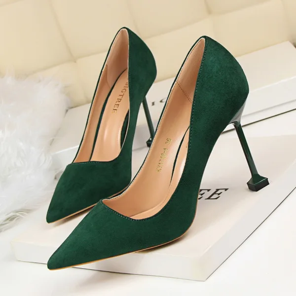 Chic / Belle Noire Désinvolte Daim Escarpins 2020 9 cm Talons Aiguilles À Bout Pointu Escarpins