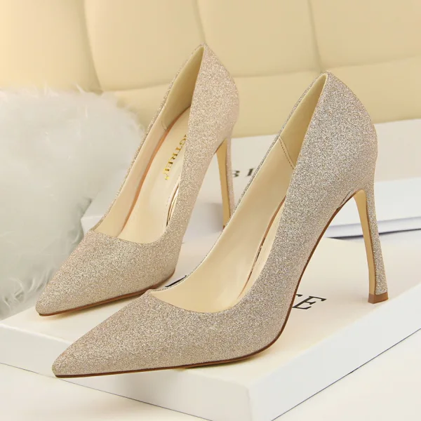 Scintillantes Argenté Soirée Paillettes Escarpins 2020 10 cm Talons Aiguilles À Bout Pointu Escarpins