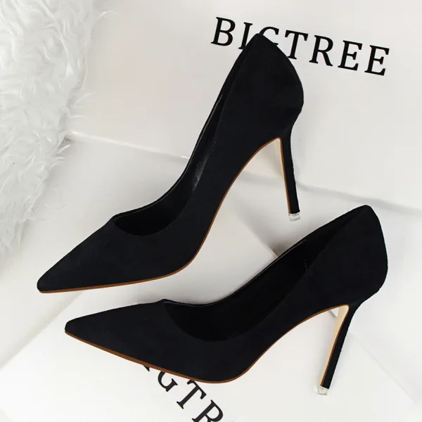 Affordable Orange Casual Pumps 2020 Suede 9 cm Stiletto Heels Pointed Toe Pumps