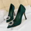 Elegant Black Satin Prom Pumps 2020 9 cm Stiletto Heels Pointed Toe Pumps Rhinestone