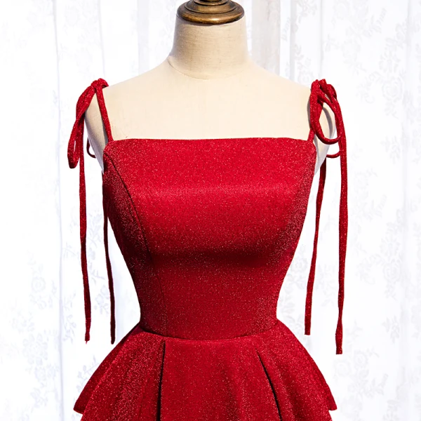 Elegancka Czerwone Sukienki Wieczorowe 2020 Princessa Spaghetti Pasy Cekinami Gwiazda Cekiny Bez Rękawów Bez Pleców Długie Sukienki Wizytowe