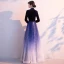 Scintillantes Océan Bleu Dégradé De Couleur Ciel étoilé Robe De Soirée 2020 Princesse Style Chinois Daim V-Cou Étoile Paillettes Manches Longues Longue Robe De Ceremonie