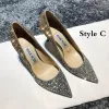 Sparkly Gold Leather Wedding Shoes 2020 Sequins 9 cm Stiletto Heels Pointed Toe Pumps