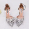 Sparkly Silver Wedding Shoes 2020 Crystal Rhinestone Sequins Ankle Strap 6 cm Stiletto Heels Pointed Toe Wedding High Heels