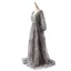 Luxe Gris Fait main Perlage Robe De Soirée 2020 Princesse Col v profond Cristal Faux Diamant En Dentelle Fleur Manches Longues Train De Balayage Robe De Ceremonie