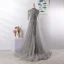 Luxe Élégant Beige Fait main Robe De Soirée 2020 Princesse U-Cou Perlage Gland Cristal Faux Diamant En Dentelle Fleur Sans Manches Dos Nu Train De Balayage Robe De Ceremonie