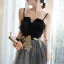 Mode Noire Robe De Soirée 2020 Princesse Bretelles Spaghetti Étoile Paillettes Faux Diamant En Dentelle Fleur Sans Manches Dos Nu Longue Robe De Ceremonie
