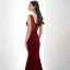 Chic / Beautiful Burgundy Evening Dresses  2020 Trumpet / Mermaid V-Neck Beading Rhinestone Lace Flower Sleeveless Backless Sweep Train Formal Dresses