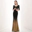 Charming Black Gold Evening Dresses  2020 Trumpet / Mermaid V-Neck Sequins 1/2 Sleeves Floor-Length / Long Formal Dresses