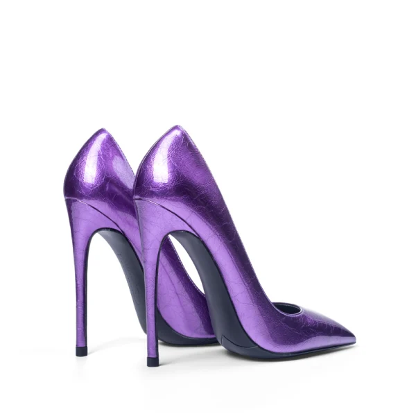 Schöne Violett Ball Pumps 2020 Lackleder 10 cm Stilettos Spitzschuh Pumps
