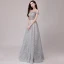 Elegante Silber Abendkleider 2018 A Linie Glanz Pailletten Metall Stoffgürtel Schultern Ärmellos Lange Festliche Kleider