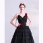 Chic Noire Volants Robe De Bal 2020 Princesse Bretelles Spaghetti Appliques Sans Manches Dos Nu Longue Robe De Ceremonie