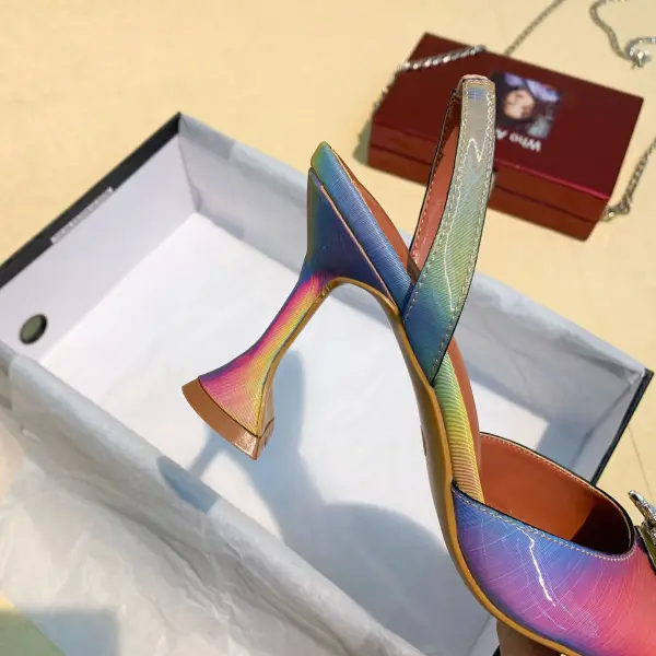 Chic / Beautiful Multi-Colors Rainbow Street Wear Womens Sandals 2020 7 cm Stiletto Heels Crystal Rhinestone Pointed Toe Sandals