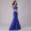 Classic Royal Blue Evening Dresses  2018 Trumpet / Mermaid Lace Appliques Pearl Scoop Neck Sleeveless Floor-Length / Long Formal Dresses