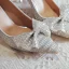 Charmant Silber Kristall Brautschuhe 2020 Strass Schleife 8 cm Stilettos Spitzschuh Hochzeit Pumps