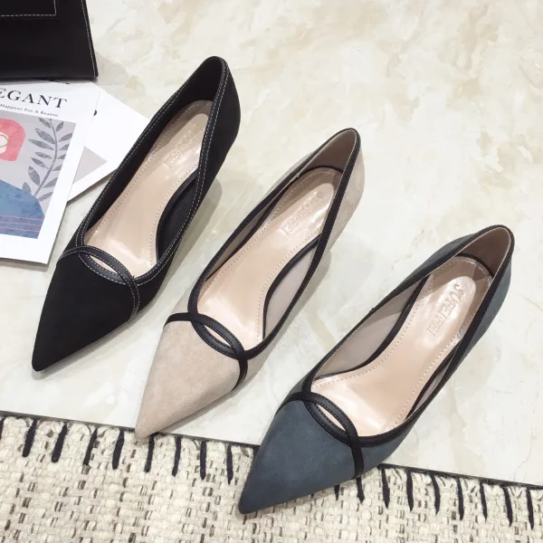 Modest / Simple Green Casual Pumps 2020 Suede 7 cm Stiletto Heels Pointed Toe Pumps