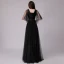 Chic / Belle Bleu Marine Robe De Soirée 2018 Princesse Glitter Métal Ceinture V-Cou Dos Nu 1/2 Manches Longue Robe De Ceremonie
