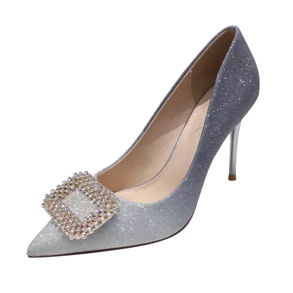 Glitzernden Charmant Farbverlauf Gold Abend Pumps 2020 Strass Pailletten 9 cm Stilettos Spitzschuh Pumps