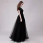 Chic / Belle Noire Robe De Soirée 2018 Princesse En Dentelle Appliques Paillettes Encolure Dégagée Dos Nu Manches Courtes Longue Robe De Ceremonie