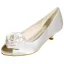 Elegancka Białe Na Wesele Buty Ślubne 2020 Satyna Kwiat 3 cm Niski Obcas Peep Toe Ślub Czółenka