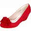Chic / Beautiful Champagne Prom Womens Shoes 2020 Satin Appliques 6 cm Wedges Pointed Toe