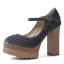 Schlicht Urlaub Schwarz Wildleder Pumps 2021 Schnalle Wasserdichte 11 cm Thick Heels Runde Zeh Pumps