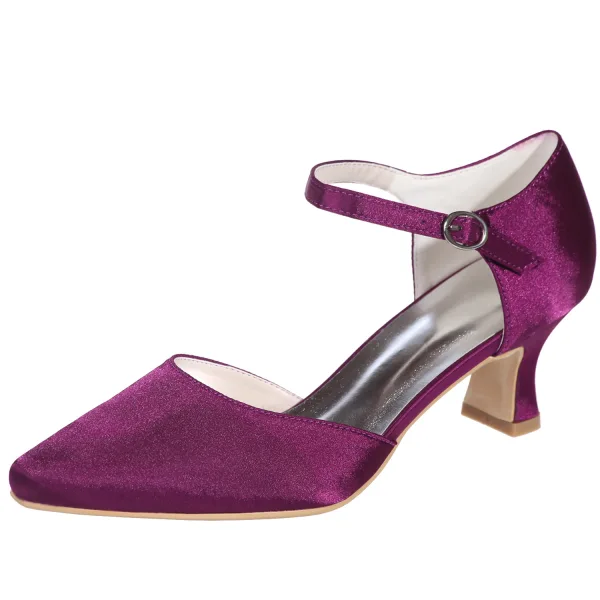 Chic / Beautiful Ivory Casual Womens Shoes 2020 Satin Ankle Strap 5 cm Stiletto Heels Pointed Toe Heels