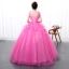 Flower Fairy Fuchsia Prom Dresses 2020 Ball Gown V-Neck Appliques Sleeveless Backless Floor-Length / Long Formal Dresses