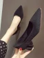Simple Noire Désinvolte Tresser Escarpins 2020 4 cm Talons Épais À Bout Pointu Talon Bas Escarpins