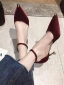 Simple Noire Désinvolte Daim Chaussures Femmes 2020 Bride Cheville 6 cm Talons Aiguilles À Bout Pointu Talons